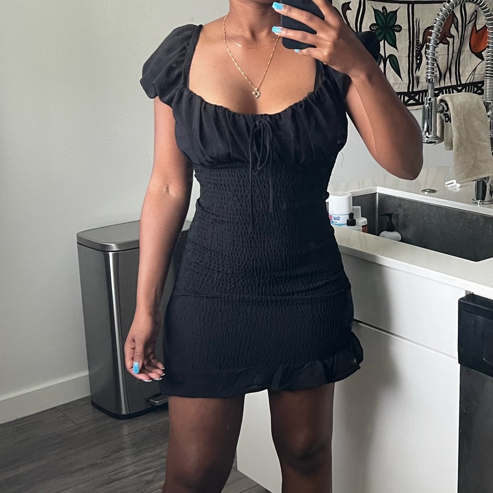 Mini Black Ruffled Summer Dress
